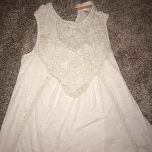 High necked tank top with embroidered design